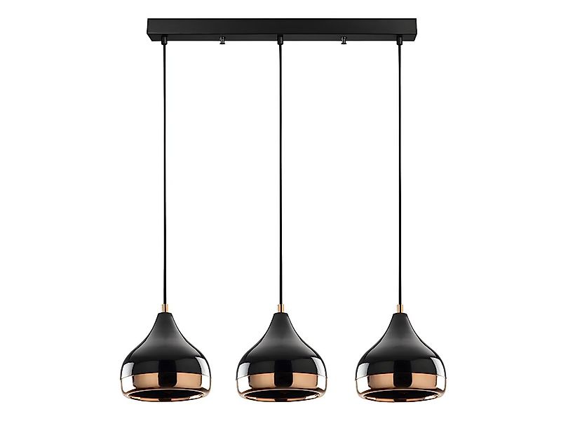 Deckenleuchte höhenverstellbar - Metall - 67 x 25/111 cm - Schwarz & Kupfer günstig online kaufen