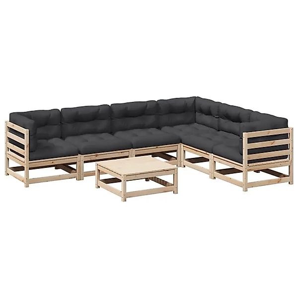 vidaXL 7-Tlg Garten-Sofagarnitur mit Kissen Massivholz Kiefer 3299467 günstig online kaufen