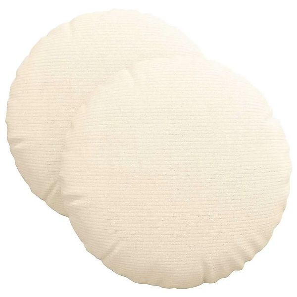 vidaXL Sitzkissen 2 Stk Creme Ø 40 cm Cordstoff 42014151 günstig online kaufen