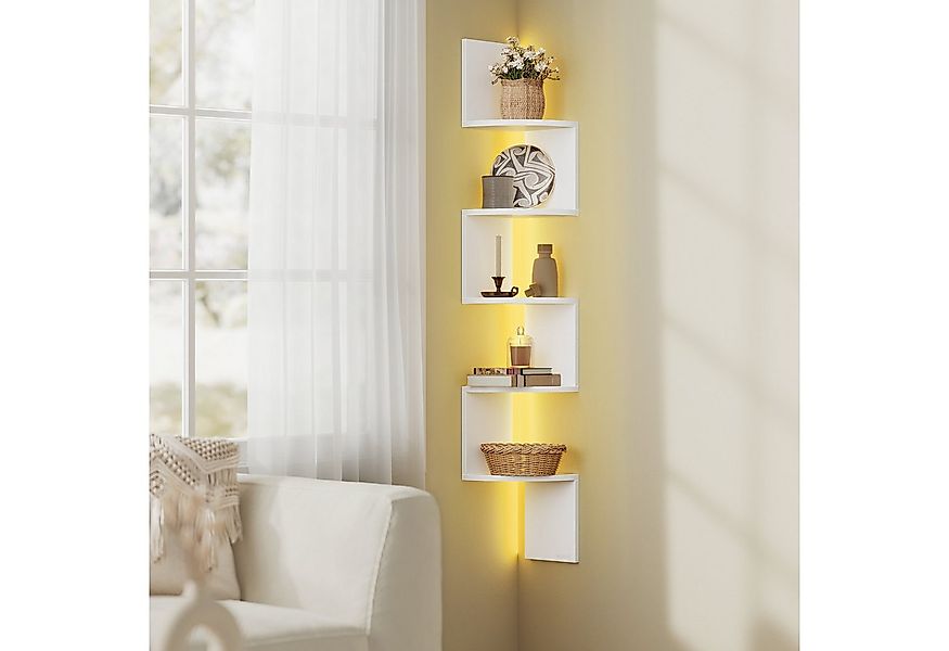 VASAGLE Eckregal Wandregal Schweberegal Bücherregal Pflanzenregal, mit LED- günstig online kaufen