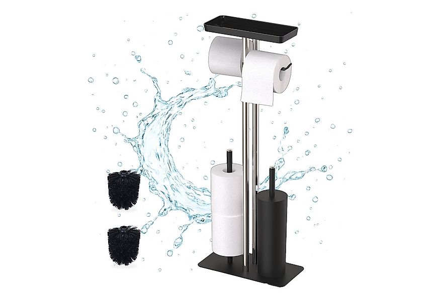 relaxdays WC-Garnitur Edelstahl mit Ablage, schwarz günstig online kaufen