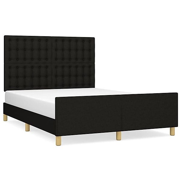 vidaXL Bettgestell mit Kopfteil Schwarz 140x190 cm Stoff Modell 21399157 günstig online kaufen