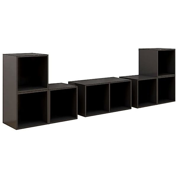 furnicato TV-Schrank 6-tlg. TV-Schrank-Set Hochglanz-Grau Holzwerkstoff (1- günstig online kaufen