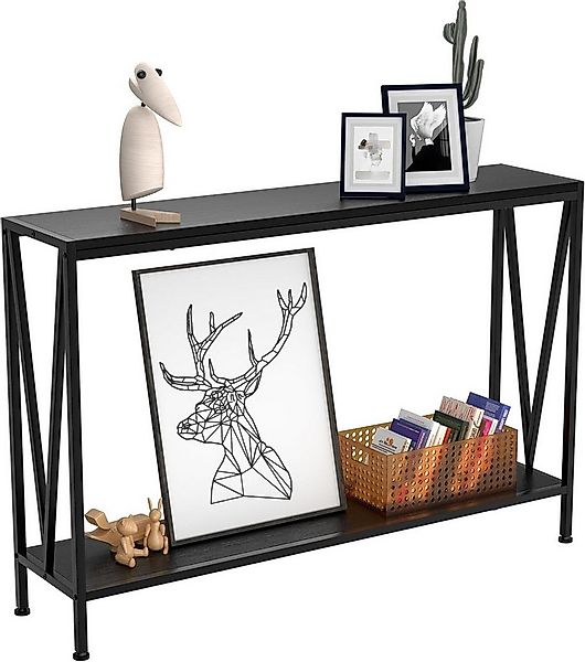 GarveeMore Konsolentisch,Beistelltisch,Holz und Metall Sofatisch mit Regal, günstig online kaufen