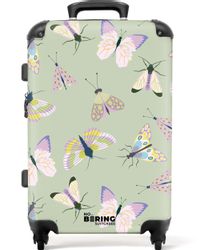 NoBoringSuitcases.com© Hartschalen-Trolley Grün mit Schmetterlingen 67 günstig online kaufen