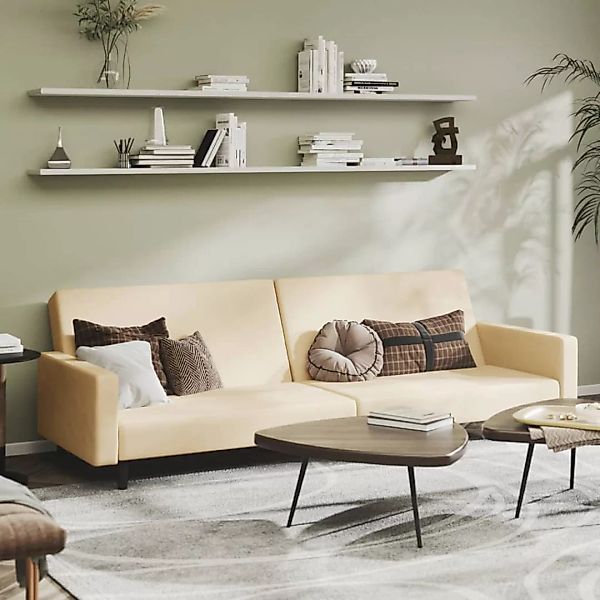 Vidaxl Schlafsofa 2-sitzer Creme Samt günstig online kaufen