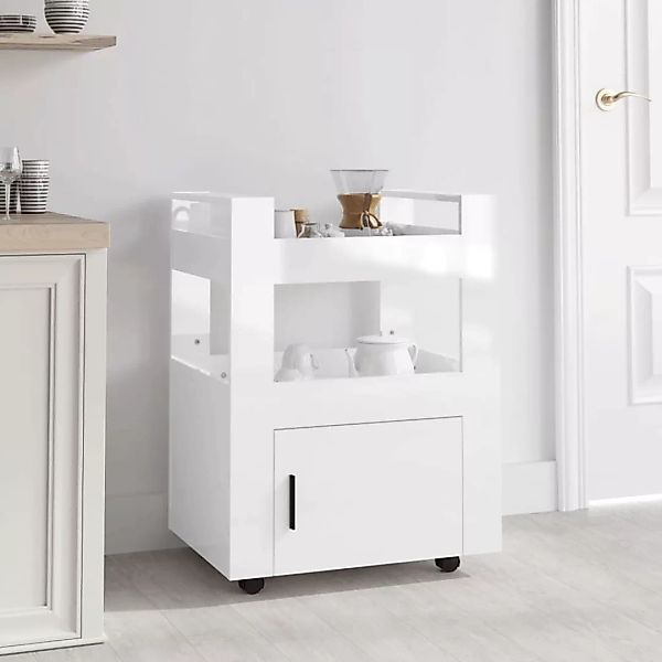 Vidaxl Küchenwagen Hochglanz-weiß 60x45x80 Cm Holzwerkstoff günstig online kaufen