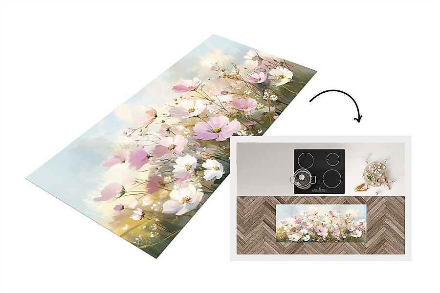 MuchoWow Küchenläufer Blumenfeld - Helle Farbtöne günstig online kaufen