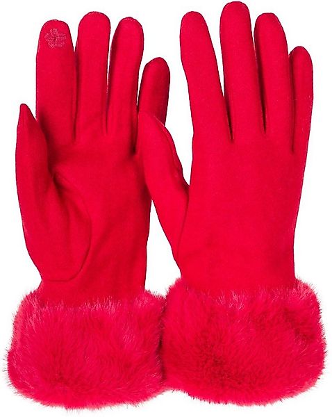 styleBREAKER Fleecehandschuhe Unifarbene Touchscreen Handschuhe mit Kunstfe günstig online kaufen