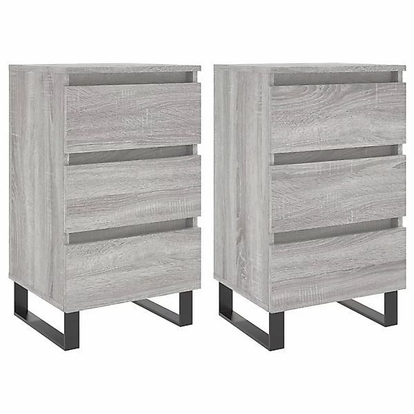 vidaXL Nachttische 2 Stk Grau Sonoma 40x35x69 cm Holzwerkstoff Modell 1 günstig online kaufen