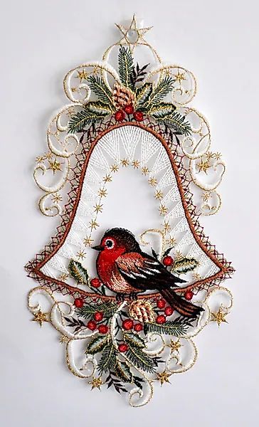 Stickereien Plauen Fensterbild »Vogel in Glocke« günstig online kaufen