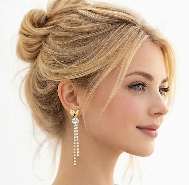 Ella Jonte Paar Ohrstecker, zierliche elegante Glitzer Strass Ohrringe gold günstig online kaufen