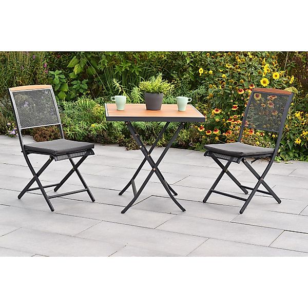 Merxx Patmos Set 5-tlg. 2 Klappstühle 2 Auflagen Klapptisch 70x70 cm günstig online kaufen