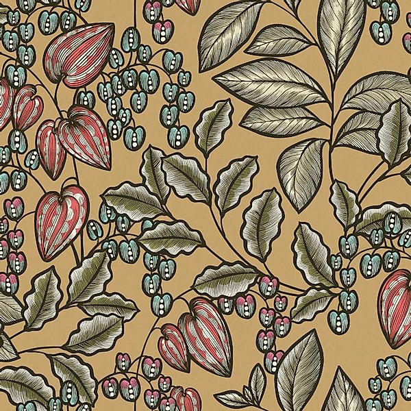 PROFHOME 377544-GU Blumen Tapete Floral Matt Gelb Grün Blau 0,53 m x 10,05 günstig online kaufen