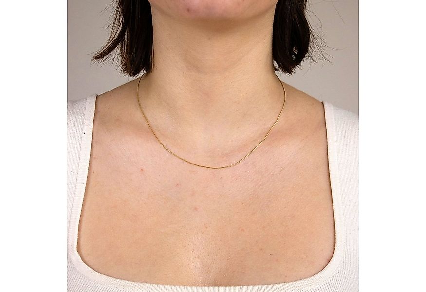 HOPLO Schlangenkette Goldkette Schlangenkette rund Halskette 0,8mm - 42 cm günstig online kaufen