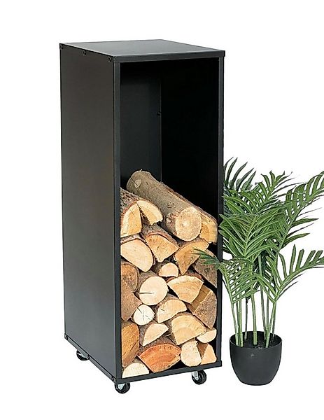 DanDiBo Kaminholzregal Innen Metall Schwarz Kaminholzständer 85 cm mit Roll günstig online kaufen