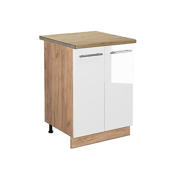 Vicco Unterschrank Fame-Line, Weiß Hochglanz/Goldkraft Eiche, 60 cm, AP Eic günstig online kaufen