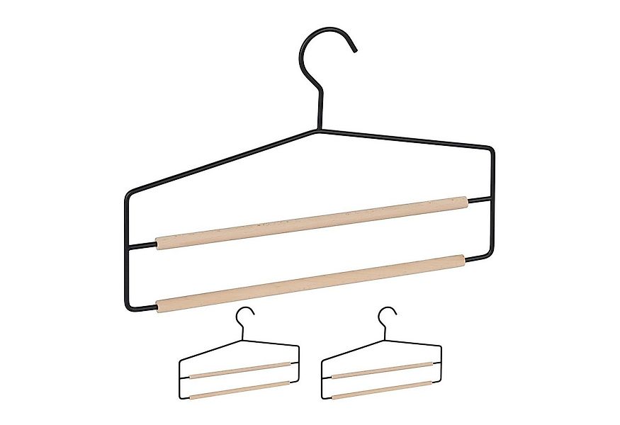 relaxdays Mehrfach-Kleiderbügel Hosenbügel platzsparend 3 Stück, schwarz günstig online kaufen