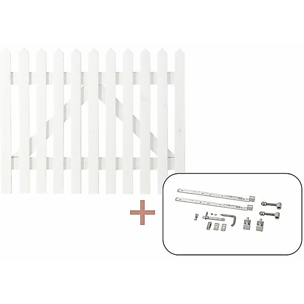 Einzeltor Skagen Lux Nadelholz Weiß 100 cm x 80 cm günstig online kaufen