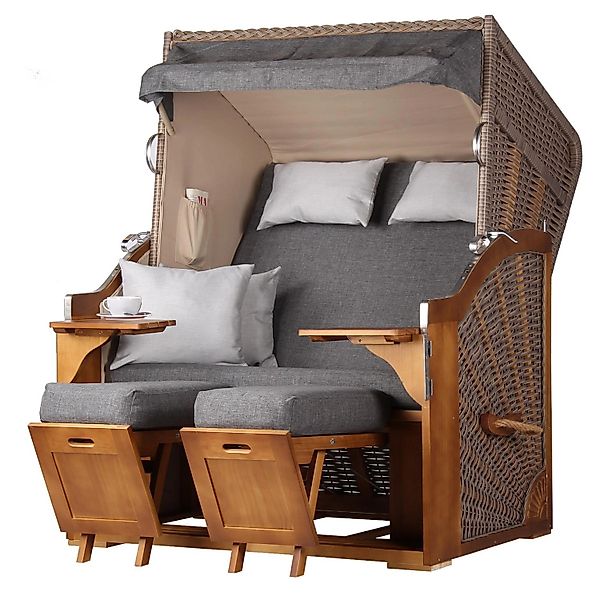 bene living Strandkorb Schleswig Pinie 2-Sitzer - PE mokka - Modell 558, Bx günstig online kaufen