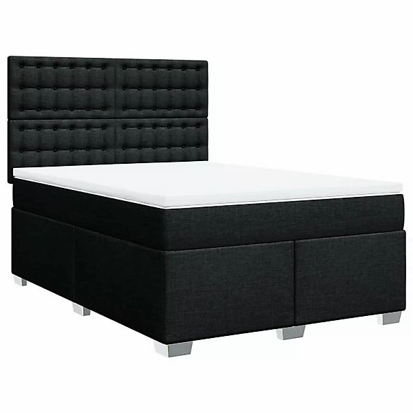 vidaXL Boxspringbett mit Matratze Schwarz 140x200 cm Stoff2100022 günstig online kaufen