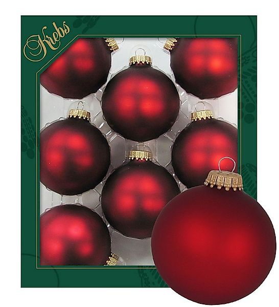 Krebs Glas Lauscha Christbaumschmuck Glaskugel Set - Satin-Burgund - 8 Stüc günstig online kaufen