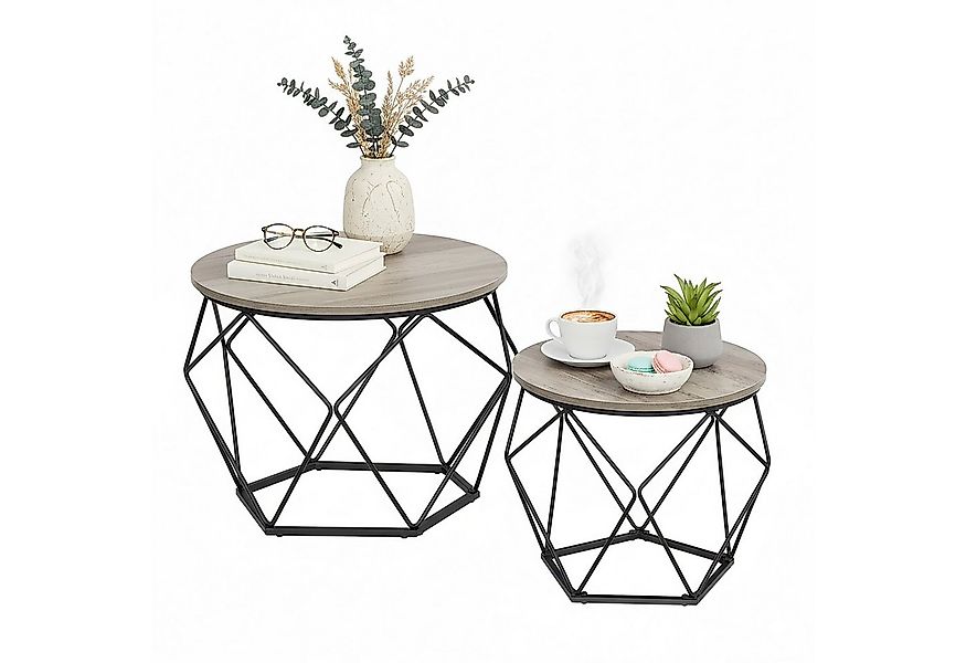 relaxdays Couchtisch 2er Set (2-teiliges Set), Grau-Schwarz günstig online kaufen