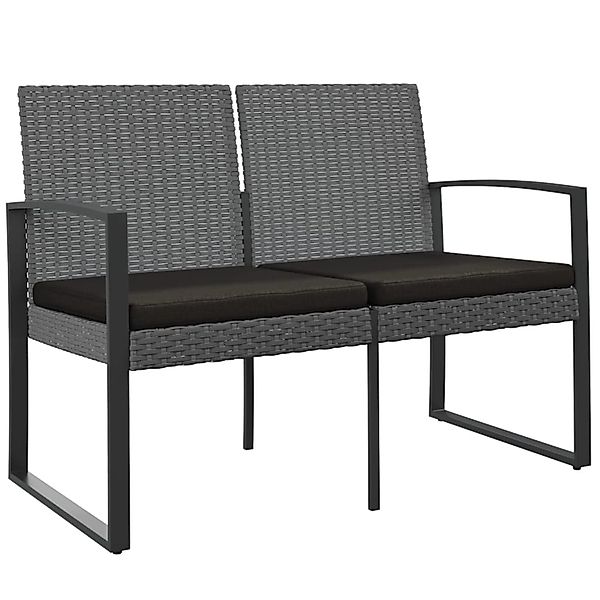 furnicato Gartenbank 2-Sitzer mit Kissen Dunkelgrau PP-Rattan günstig online kaufen