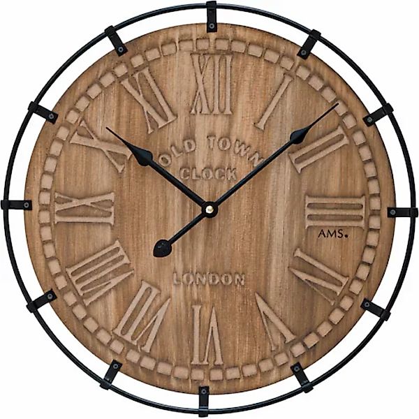 AMS Wanduhr »W9616«, Quarz,Holz,Metall,Wohnzimmer,Esszimmer,Küche,Arbeitszi günstig online kaufen