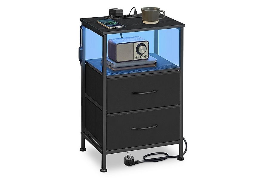 SONGMICS Nachttisch, mit Ladestation, Beistelltisch mit App-gesteuerter, LE günstig online kaufen