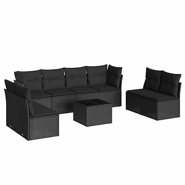 vidaXL 9-tlg Garten-Sofagarnitur mit Kissen Schwarz Poly Rattan Modell 6 günstig online kaufen