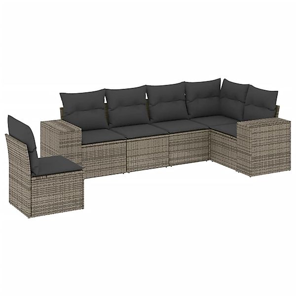 vidaXL 6-Tlg Garten-Sofagarnitur mit Kissen Grau Poly Rattan 3254967 günstig online kaufen