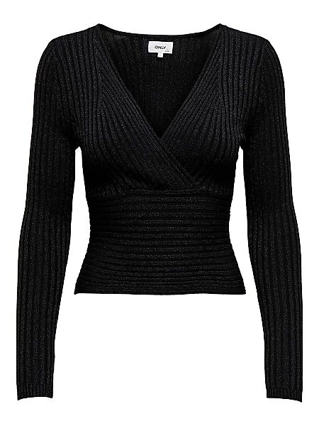 ONLY Cropped V-ausschnitt- Pullover Damen Schwarz günstig online kaufen