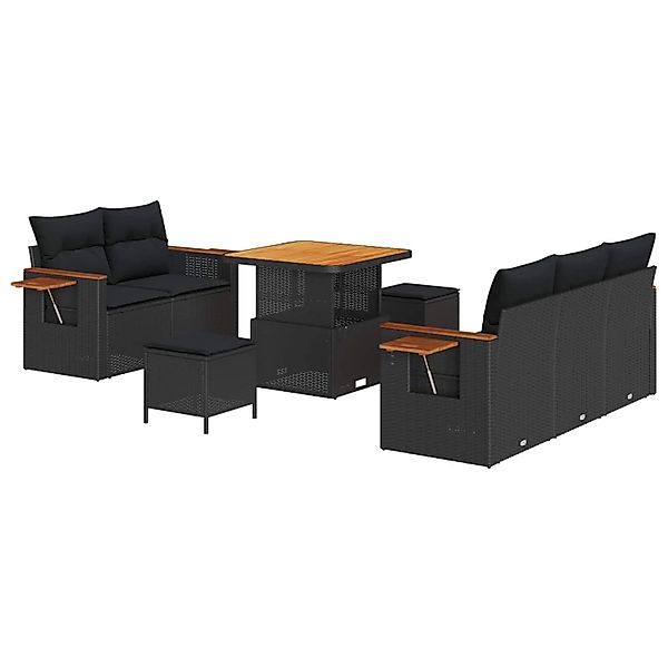 vidaXL Gartensofa-set mit Kissen 10-Tlg Schwarz Poly-Rattan 3365064 günstig online kaufen