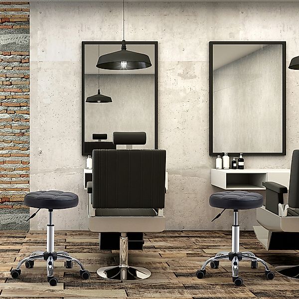 HOMCOM Rollsitz höhenverstellbarer Drehhocker mit Rädern (Arbeitshocker, 2 günstig online kaufen