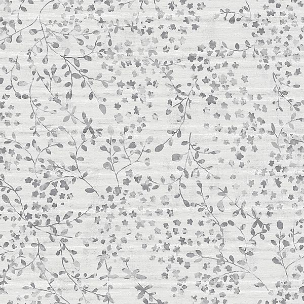PROFHOME 397474-GU Blumen Tapete Floral Matt Grau Weiß Silber 0,53 m x 10,0 günstig online kaufen