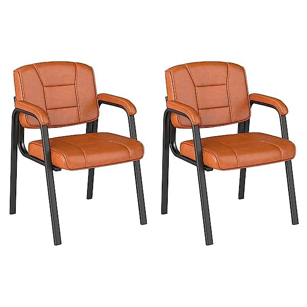 Costway Konferenzstühle 2er Set Wartezimmerstühle Bürostühle Braun günstig online kaufen
