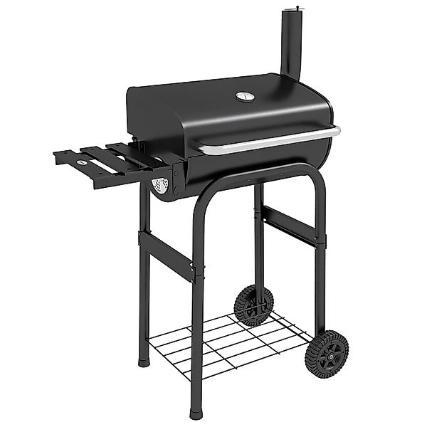 Outsunny Holzkohlegrill Metall Edelstahl Schwarz 83L x 46,5B x 115H cm günstig online kaufen