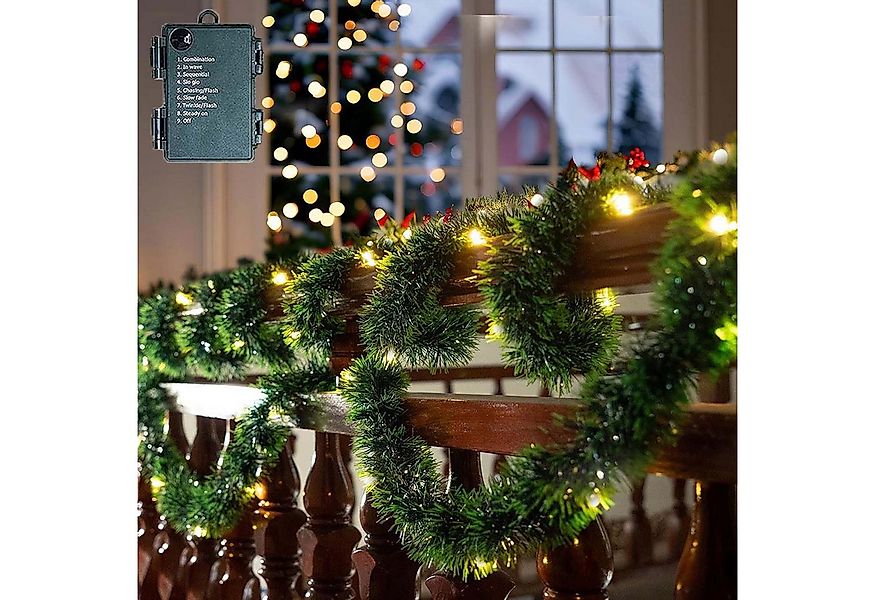 Jibenhome LED-Girlande 50 LEDs Kunstgirlande Weihnachtsgirlande, 8 Modi, Ba günstig online kaufen