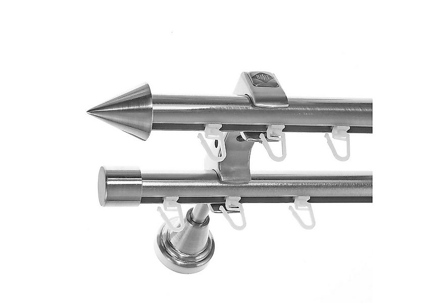 BASIT Gardinenstange Innenlauf Edelstahloptik 20mm mit Wandträgern 120 cm E günstig online kaufen