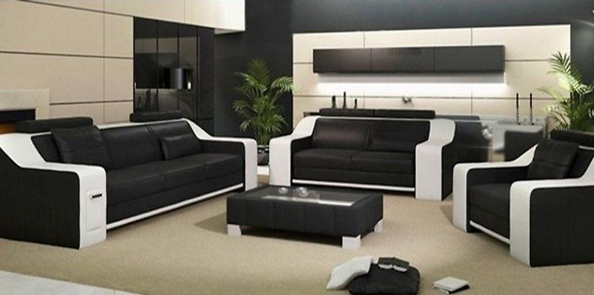 JVmoebel Sofa Schwarz-weiße Sofagarnitur luxus Design 3+2+1 Sitzer Modern N günstig online kaufen