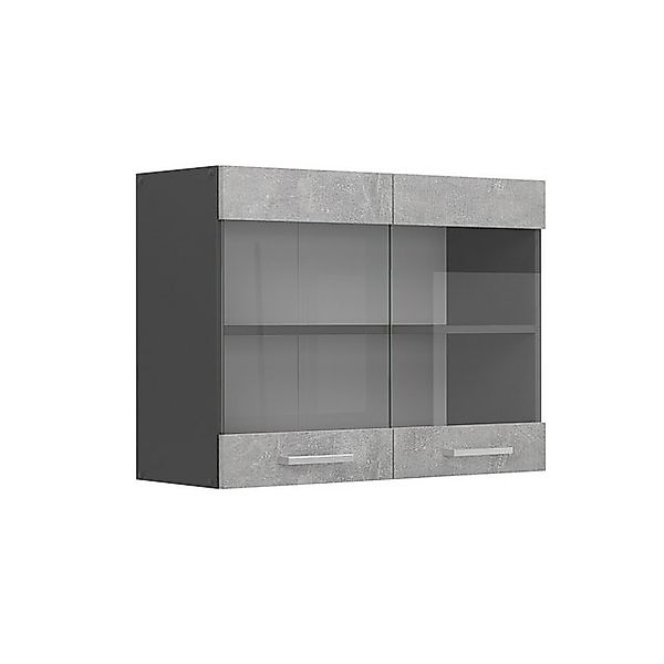 Vicco Glashängeschrank R-Line, Beton/Anthrazit, 80 cm günstig online kaufen