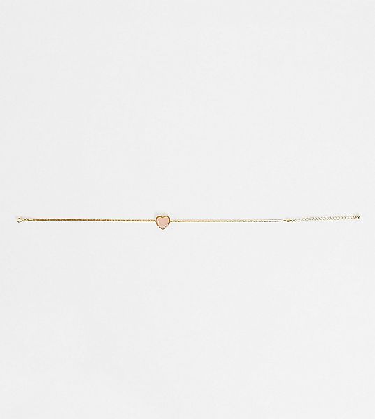 Reclaimed Vintage Inspired – Halskette in Gold mit Herzanhänger aus rosa Ha günstig online kaufen
