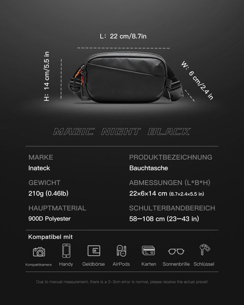 Inateck Gürteltasche Sling Bag, 1,5 Liter günstig online kaufen