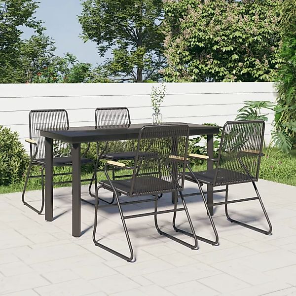 Vidaxl 5-tlg. Garten-essgruppe Schwarz Pvc Rattan günstig online kaufen