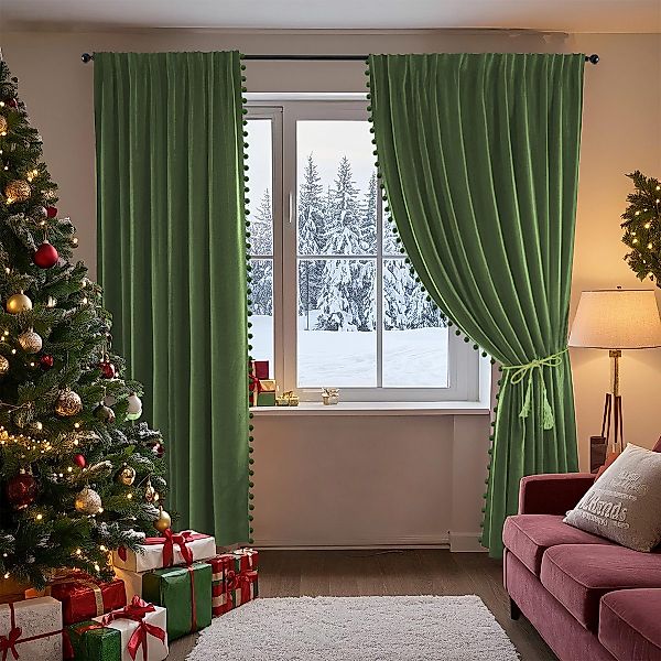 BTTO V&G Gardine Verdunkelungsvorhang,Weihnachtsvorhänge,Samtvorhänge mit P günstig online kaufen