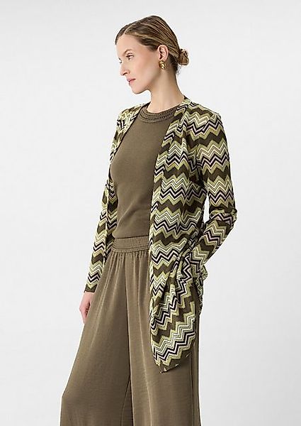 Comma Langarmshirt Long-Cardigan aus Zick-Zack-Ajour günstig online kaufen