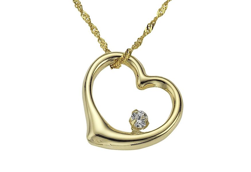 Fascination by Ellen K. Kette mit Anhänger Gold 333 Herz Motiv Zirkonia wei günstig online kaufen