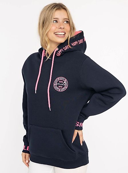 Zwillingsherz Hoodie ""Happy Days"" gestickte pinke Details, Kapuze, Kordel günstig online kaufen