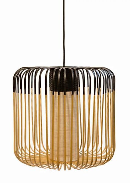 Outdoor-Hängelampe Bamboo Light M Outdoor schwarz holz natur / H 40 cm x Ø günstig online kaufen